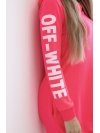 Dámske šaty s nápisom OFF - WHITE na dlhých rukávoch, neónovo ružové